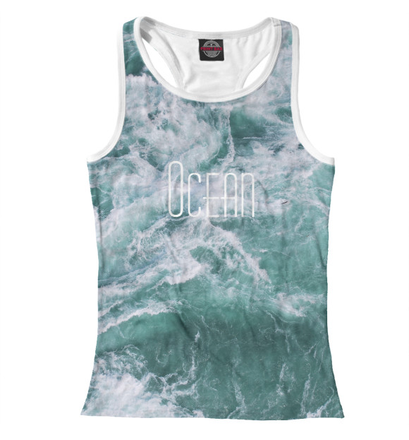 Женская майка-борцовка с изображением Океан цвета Белый