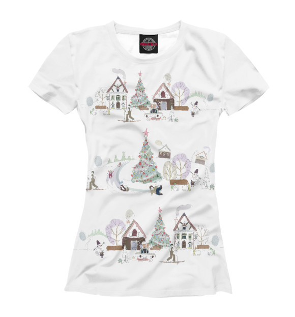 Женская футболка с изображением Зима цвета Белый