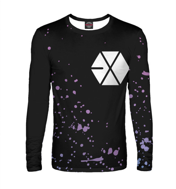 Мужской лонгслив с притом EXO цвета Белый Мужской лонгслив с изображением EXO цвета Белый