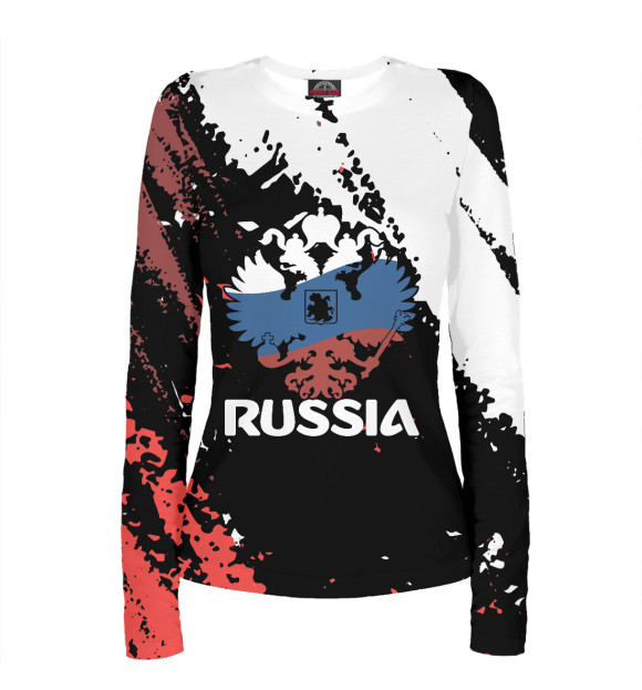 Женский лонгслив с изображением RUSSIA цвета Белый