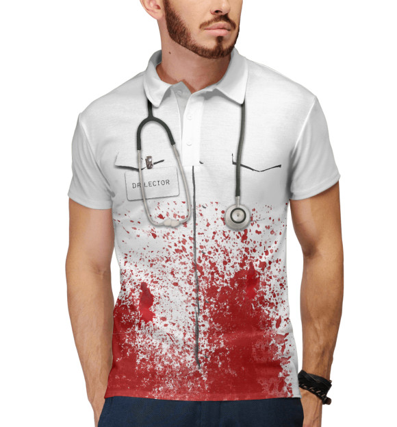 Мужское поло с изображением bloody doctor цвета Белый