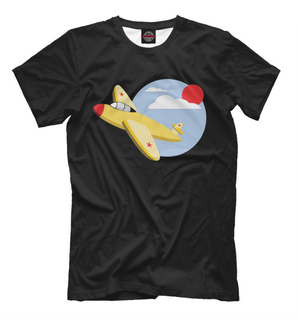 Мужская футболка с изображением Самолет цвета Белый