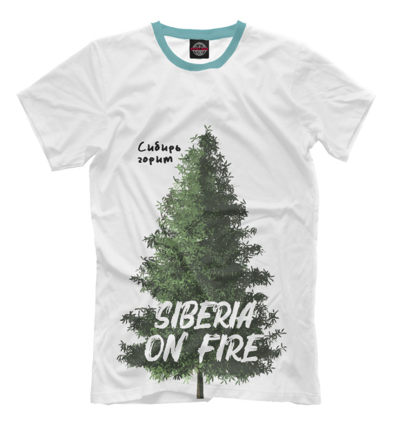 Мужская футболка с изображением Сибирь горит цвета Белый