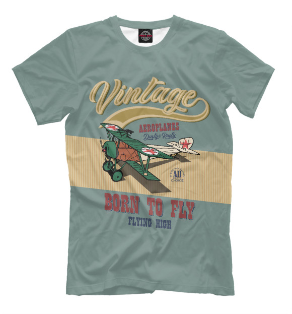 Мужская футболка с изображением Vintage Aeroplanes цвета Белый