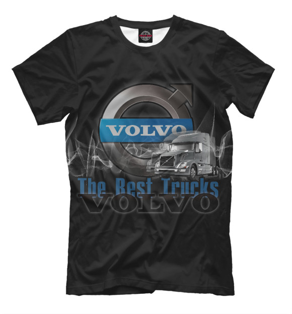 Мужская футболка с изображением VOLVO - лучшие грузовики цвета Черный