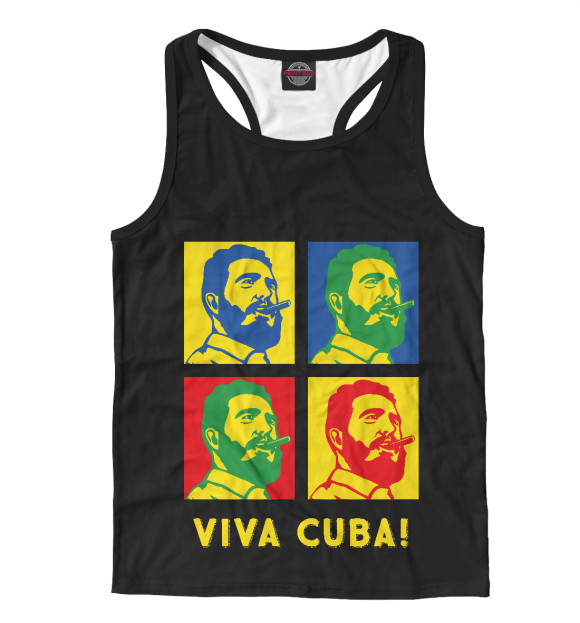 Мужская майка-борцовка с изображением Viva Cuba цвета Белый