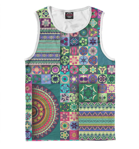 Мужская майка с изображением Мозаика цветов цвета Белый