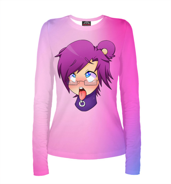 Женский лонгслив с изображением Личико цвета Белый