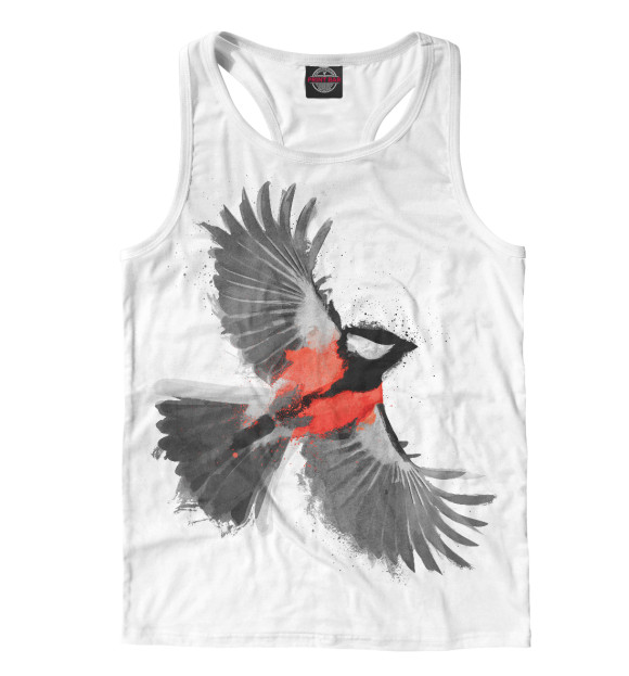 Мужская майка-борцовка с изображением Снегирь цвета Белый