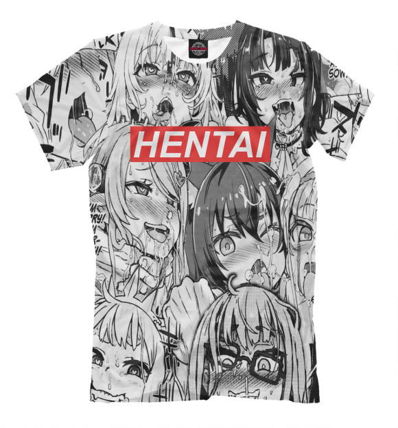 Мужская футболка с изображением Hentai цвета Белый