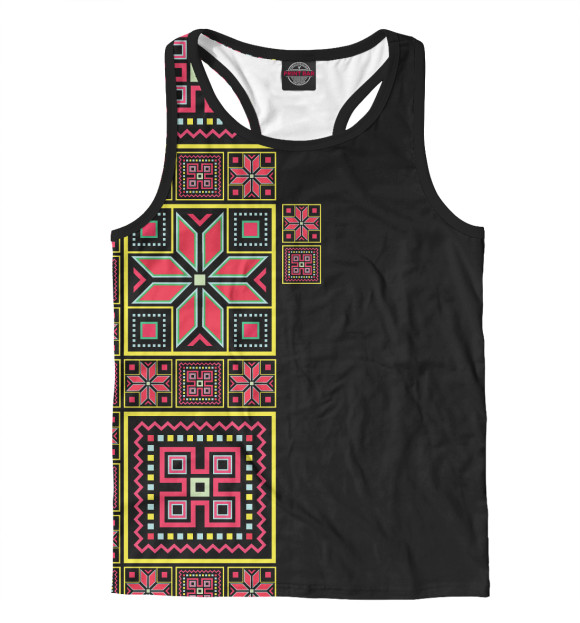 Мужская майка-борцовка с изображением Алатырь розового цвета цвета Белый