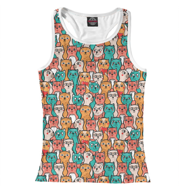 Женская майка-борцовка с изображением Коты цвета Белый