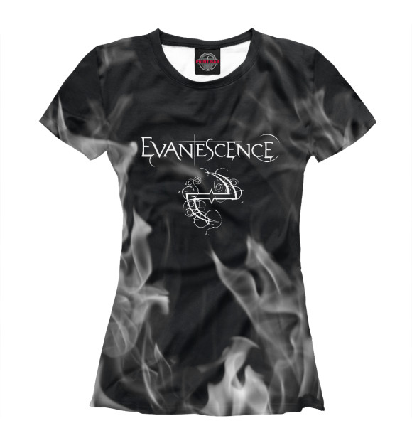 Футболка для девочек с изображением Evanescence - пламя цвета Белый