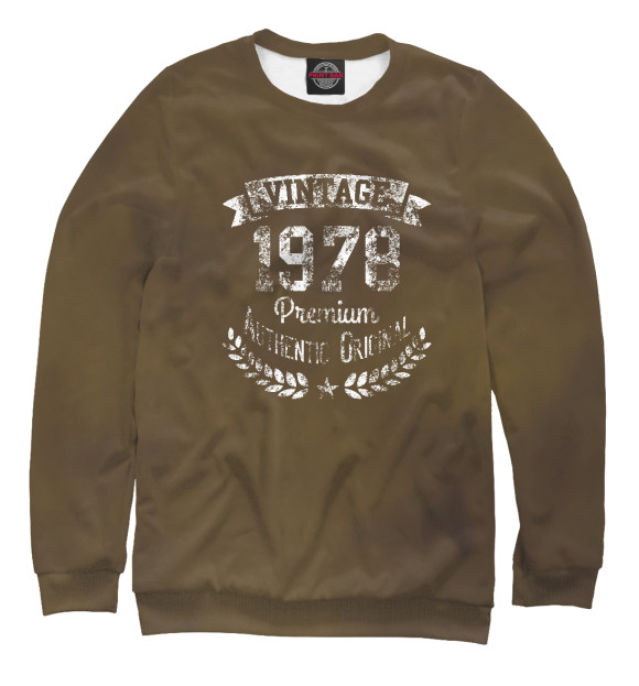 Мужской свитшот с изображением Vintage 1978 цвета Белый