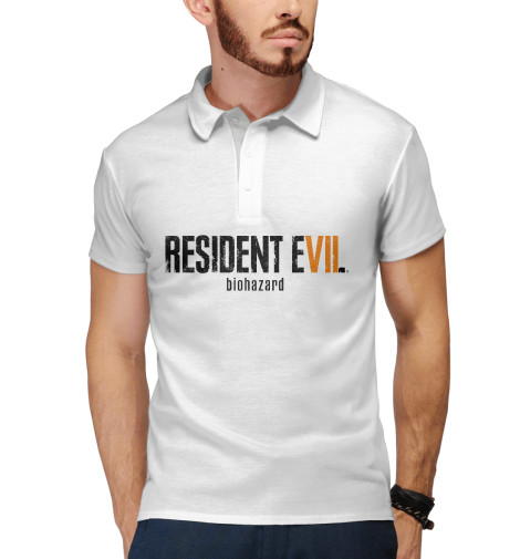 

Поло Print Bar, Белый, RESIDENT EVIL