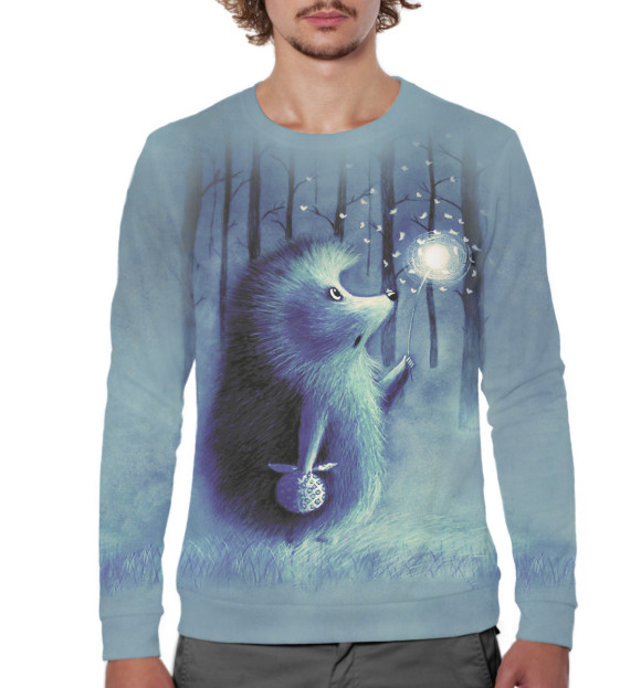 Мужской свитшот с изображением Ёжики цвета Белый