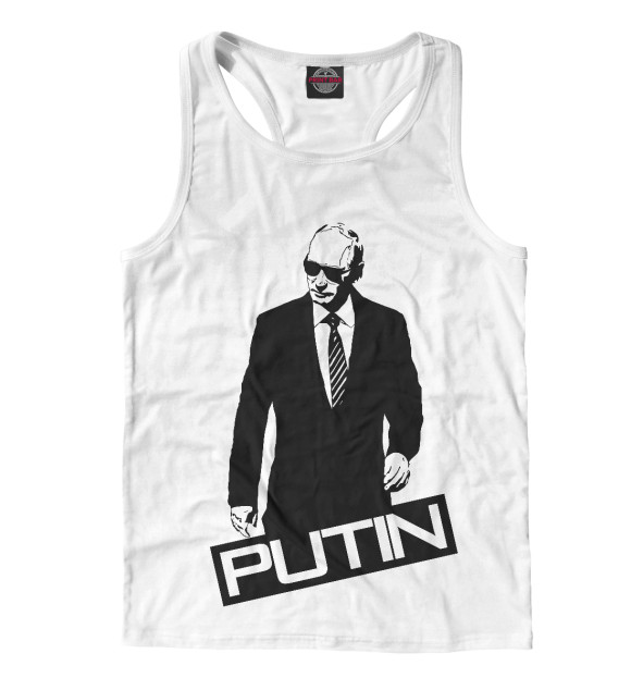 Мужская майка-борцовка с изображением Путин цвета Белый