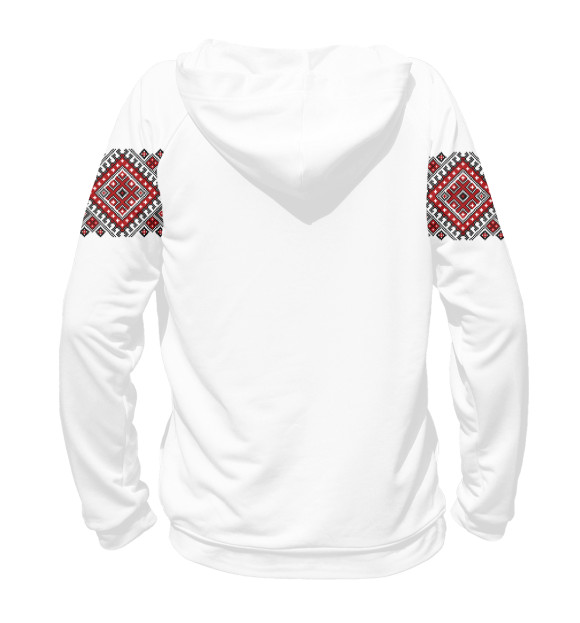 Женское худи с изображением Славянская вышиванка Алатырь цвета Белый