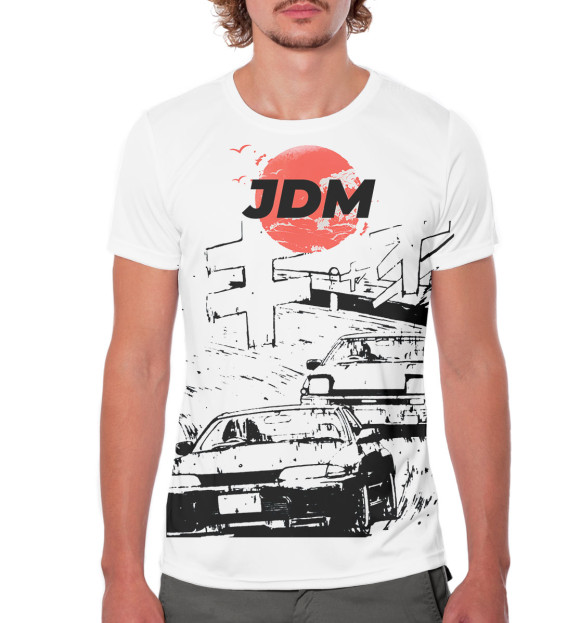 Мужская футболка с изображением JDM цвета Белый