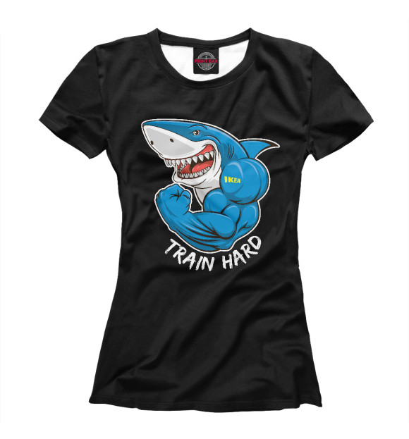 Женская футболка с изображением Спортивная Акула цвета Белый