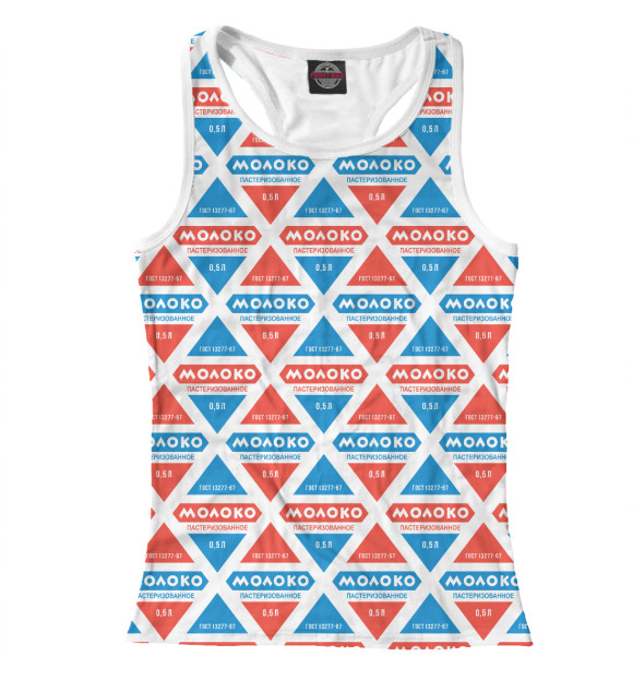 Женская майка-борцовка с изображением Молоко цвета Белый
