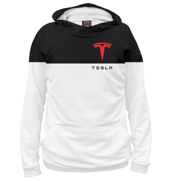 Мужское худи с изображением Tesla цвета Белый