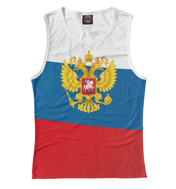 Майка для девочки с изображением Триколор Герб России цвета Белый