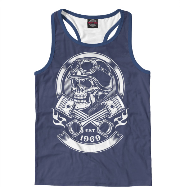 Мужская майка-борцовка с изображением Мотокросс цвета Белый