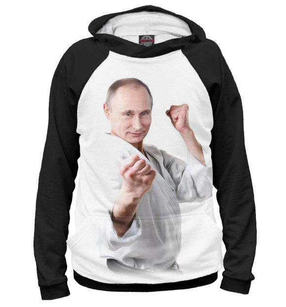 Женское худи с изображением Путин в кимоно цвета Белый