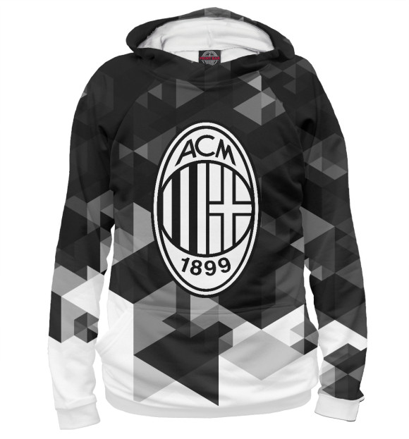 Мужское худи с изображением AC Milan Sport Black&White цвета Белый