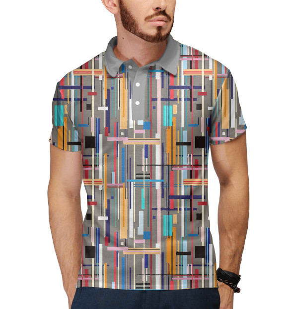 Мужское поло с изображением Абстракция цвета Белый