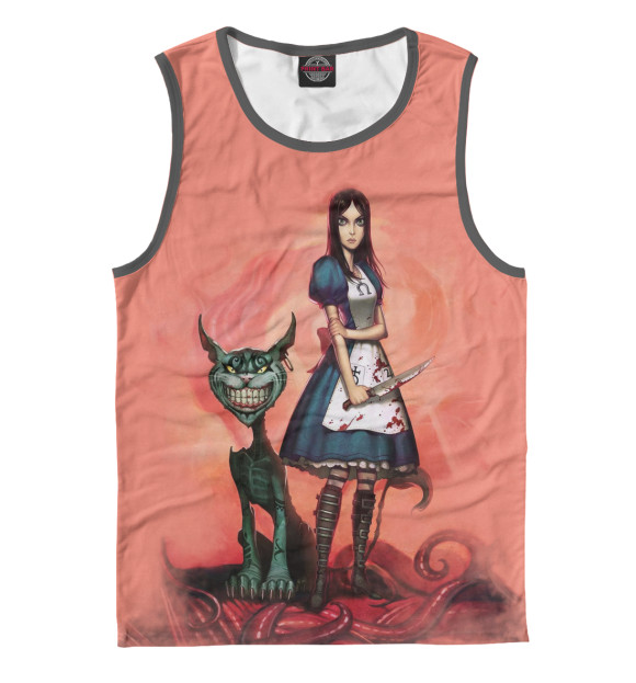 Мужская майка с изображением Алиса и котяра цвета Белый