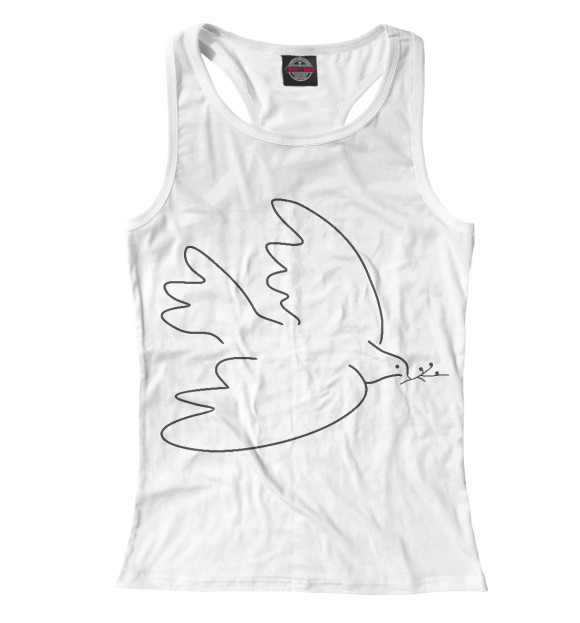 Женская майка-борцовка с изображением Голубь мира Пикассо цвета Белый