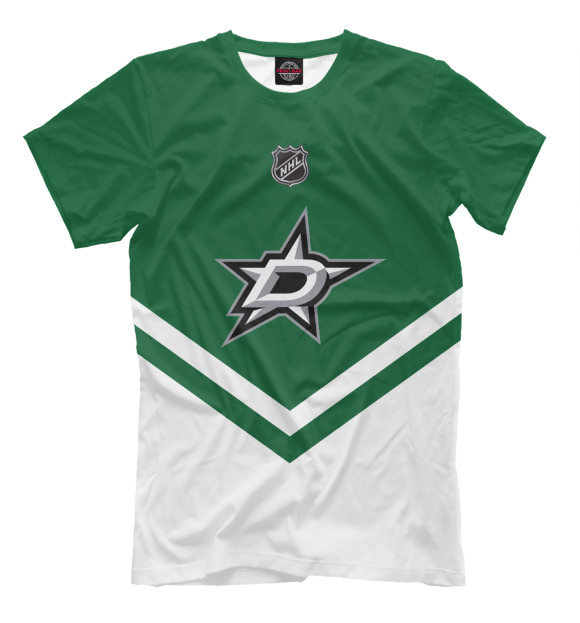 Мужская футболка с изображением Dallas Stars цвета Темно-зеленый
