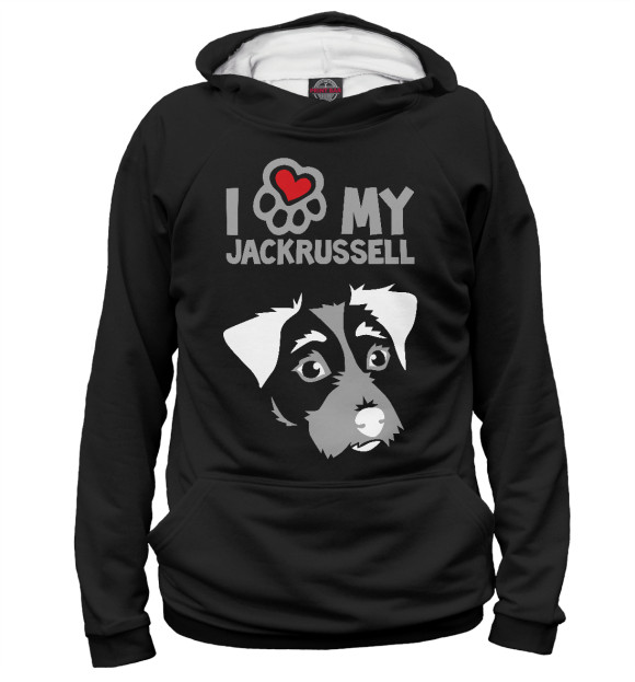 Мужское худи с изображением Я люблю моего джек-расселя цвета Белый