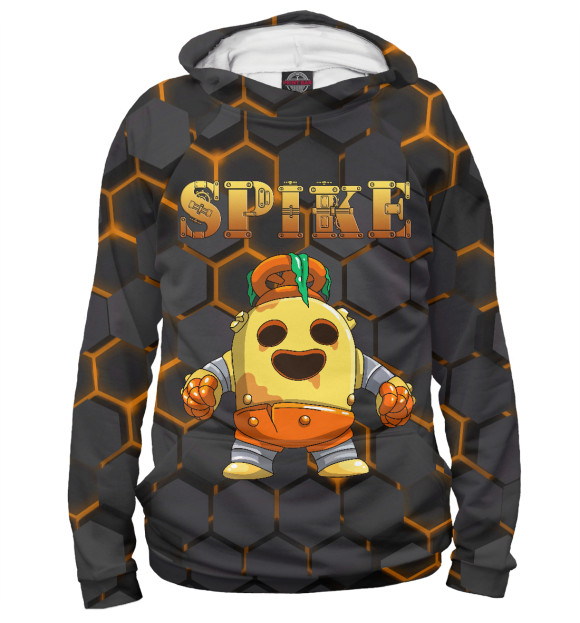Мужское худи с изображением Brawl Stars Spike Robot цвета Белый