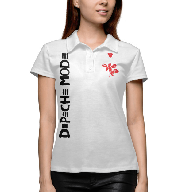 Женское поло с изображением Depeche Mode цвета Белый