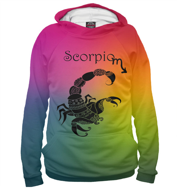 Женское худи с изображением Скорпион (Scorpio) цвета Белый