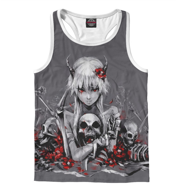 Мужская майка-борцовка с изображением Цветок граната цвета Белый