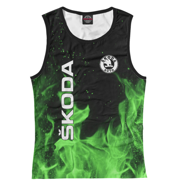 Майка для девочки с изображением Skoda Fire цвета Белый