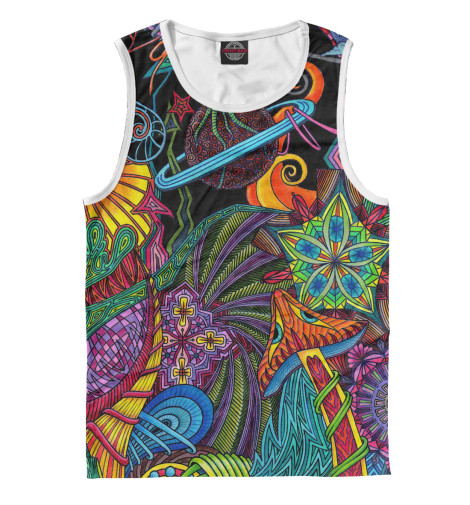 

Майки Print Bar, Белый, Mushrooms and space