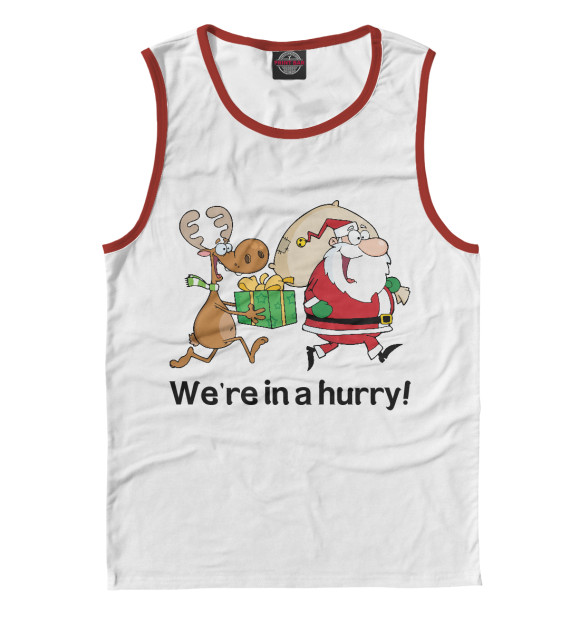 Мужская майка с изображением Мы очень спешим!! цвета Белый