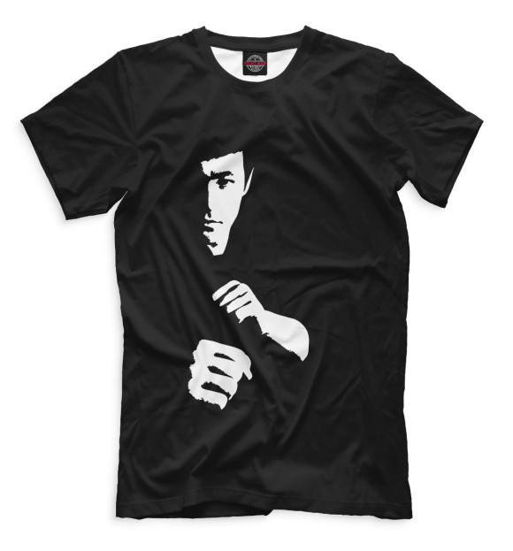 Мужская футболка с изображением Брюс Ли цвета Черный