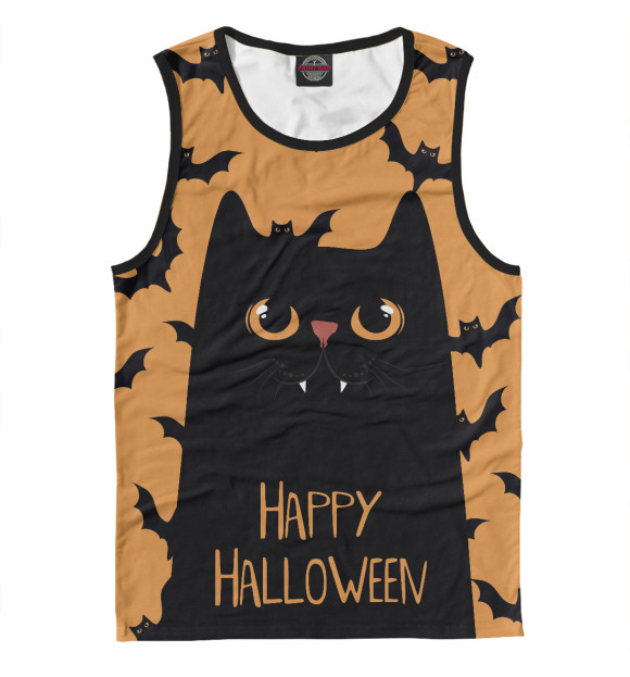 Мужская майка с изображением Happy halloween цвета Белый