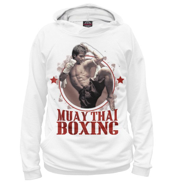 Мужское худи с изображением Muay Thai Boxing цвета Белый