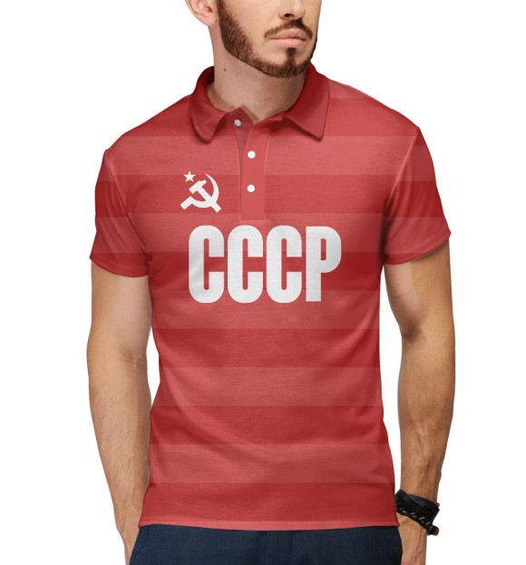 Мужское поло с изображением СССР цвета Белый