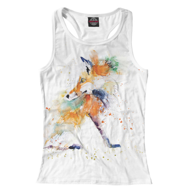 Женская майка-борцовка с изображением Лиса цвета Белый