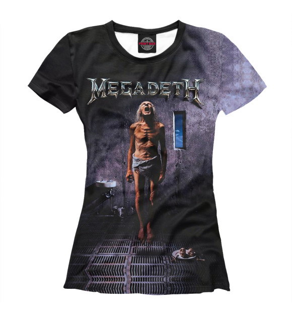 Футболка для девочек с изображением Megadeth цвета Белый