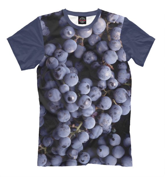 Мужская футболка с изображением Виноград цвета Серый