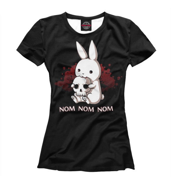 Футболка для девочек с изображением Nom Nom Nom цвета Белый